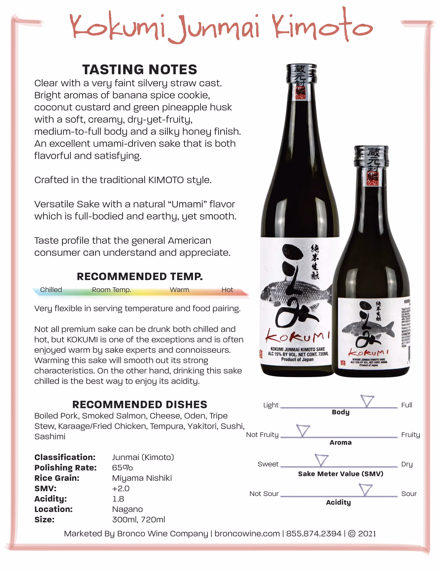 Kokumi Sake Junmai Kimoto Tech Sheets preview