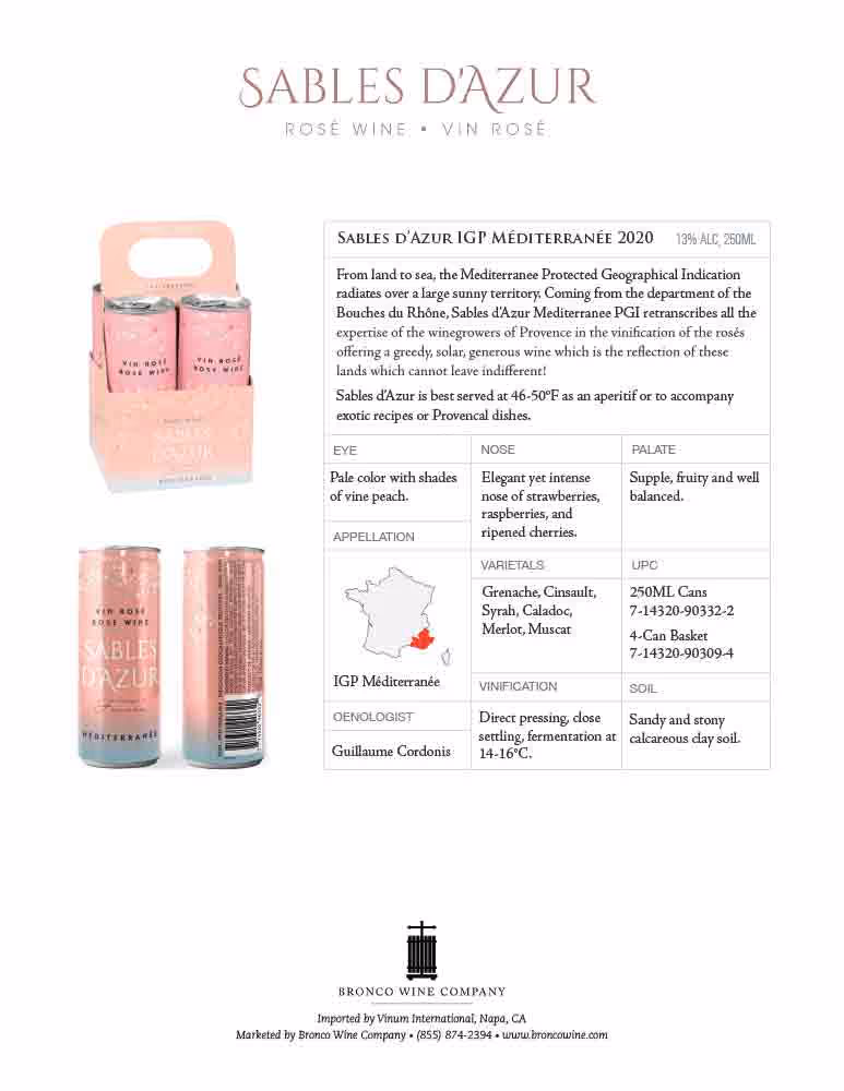 Sables D'Azur Cotes de Provence Can Tech Sheets preview