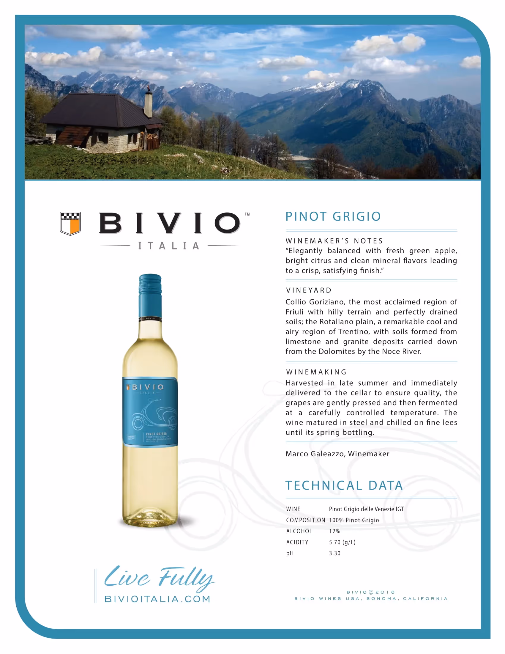 Bivio Pinot Grigio Tech Sheets preview