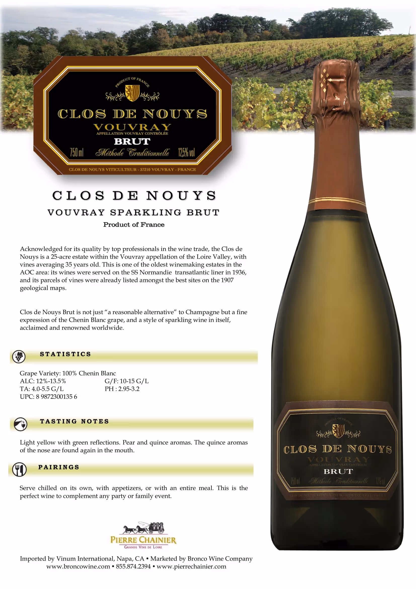 Clos de Nouys Vouvray Brut Tech Sheets preview