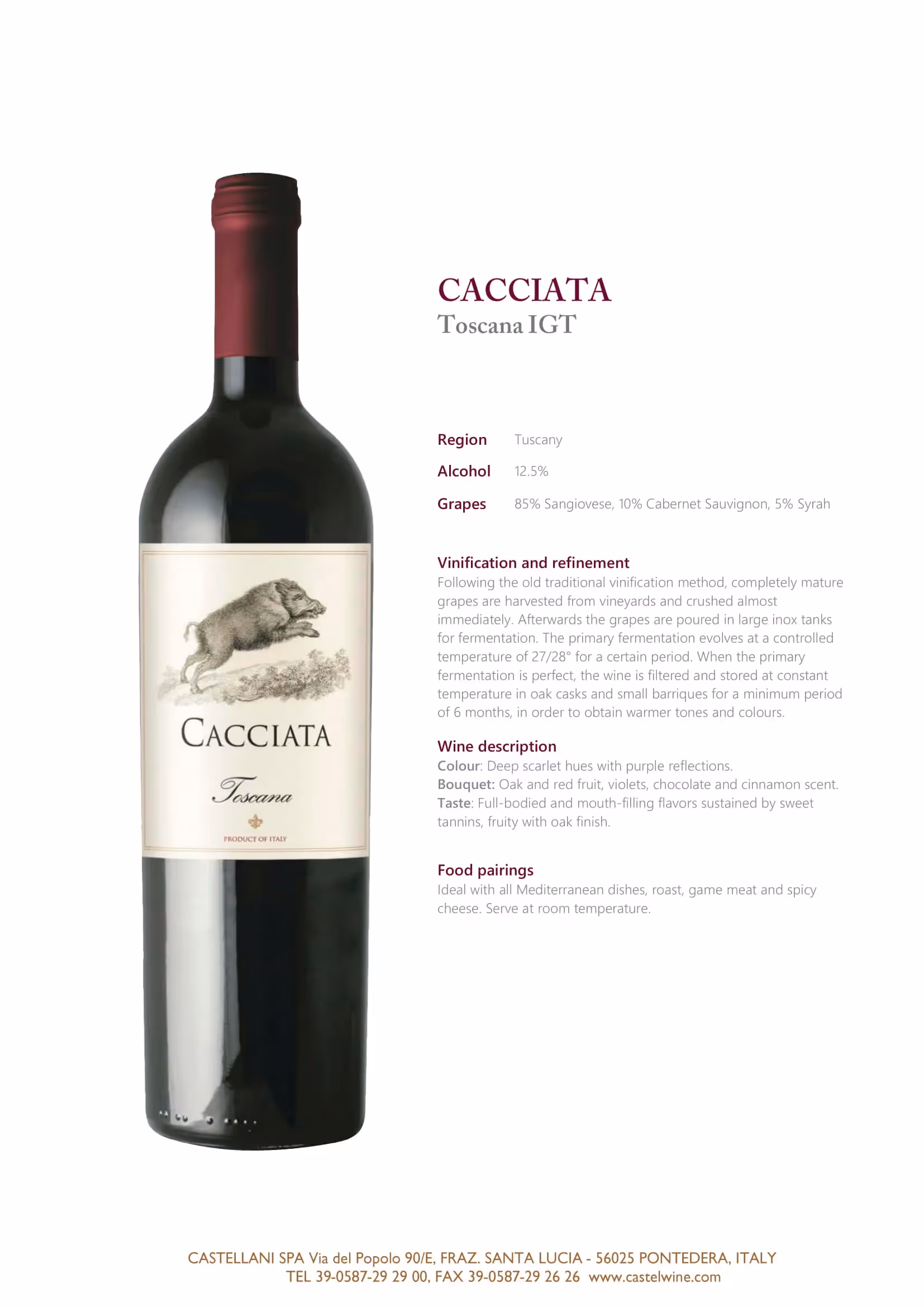Cacciata Toscana Tech Sheets preview