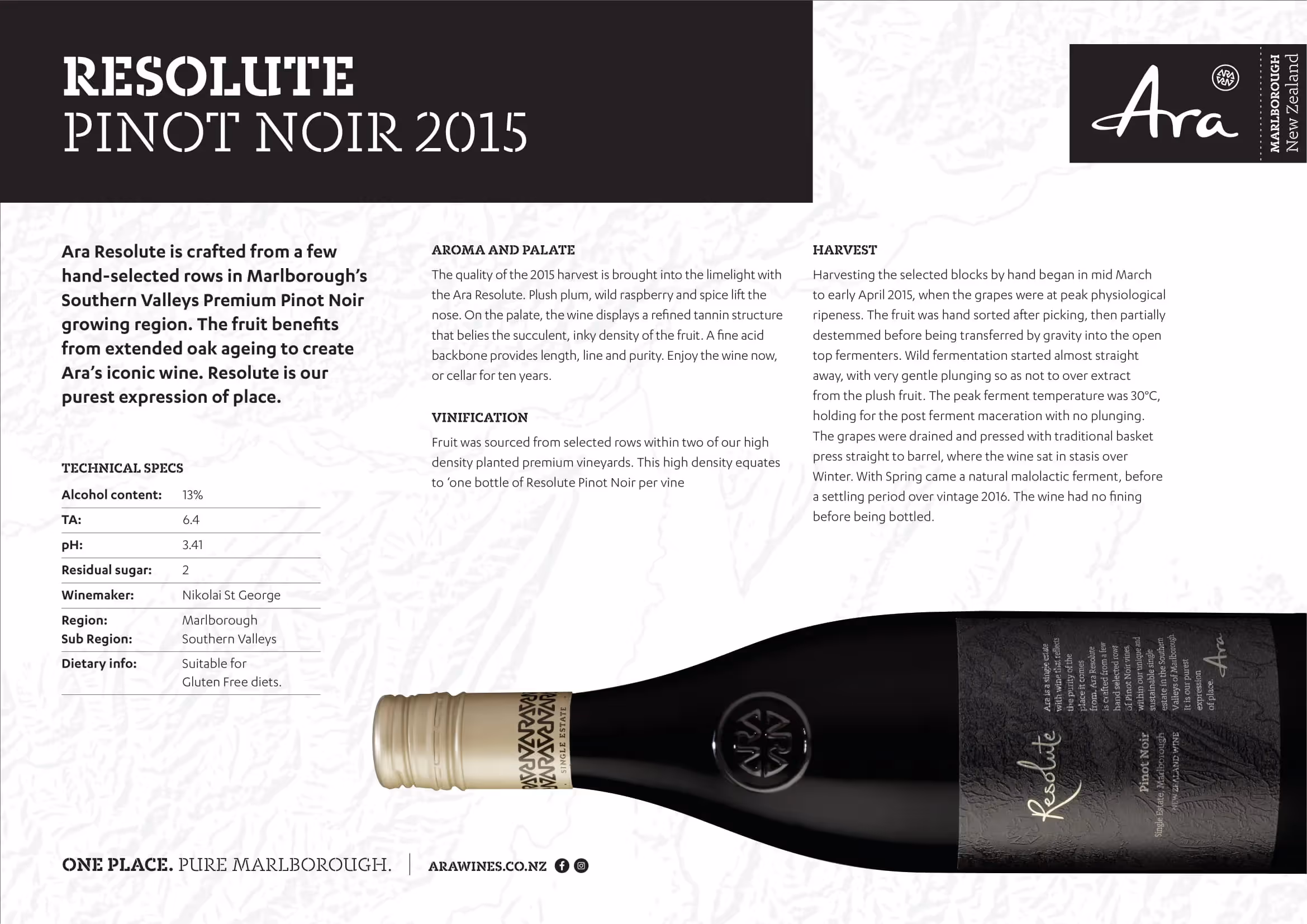 Ara Resolute Pinot Noir Tech Sheets preview
