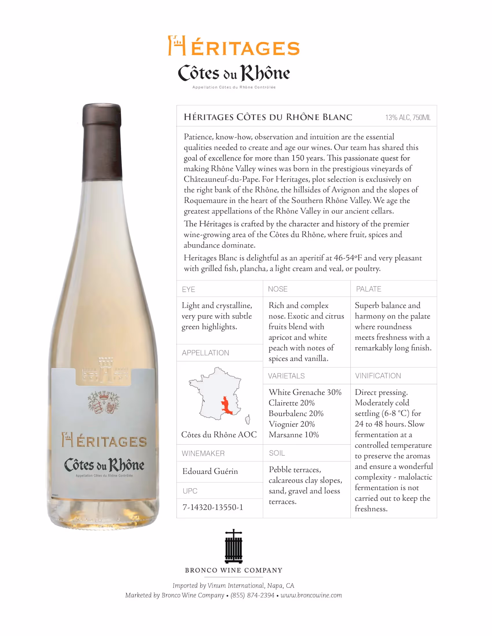 Heritages Côtes du Rhône Blanc Tech Sheets preview