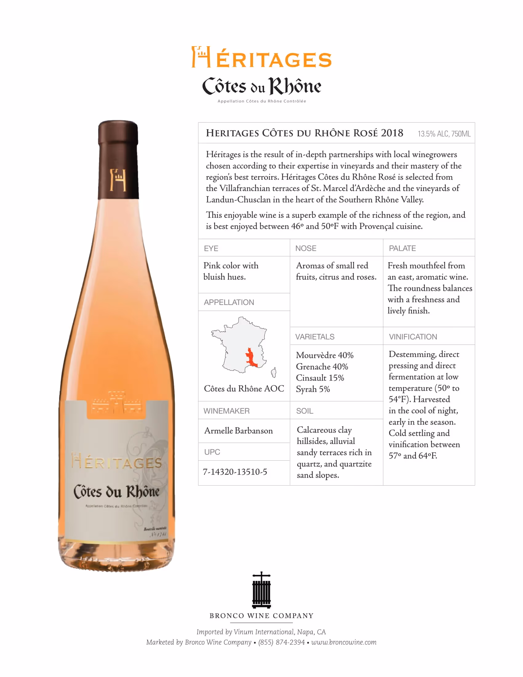 Heritages Côtes du Rhône Rosé Tech Sheets preview