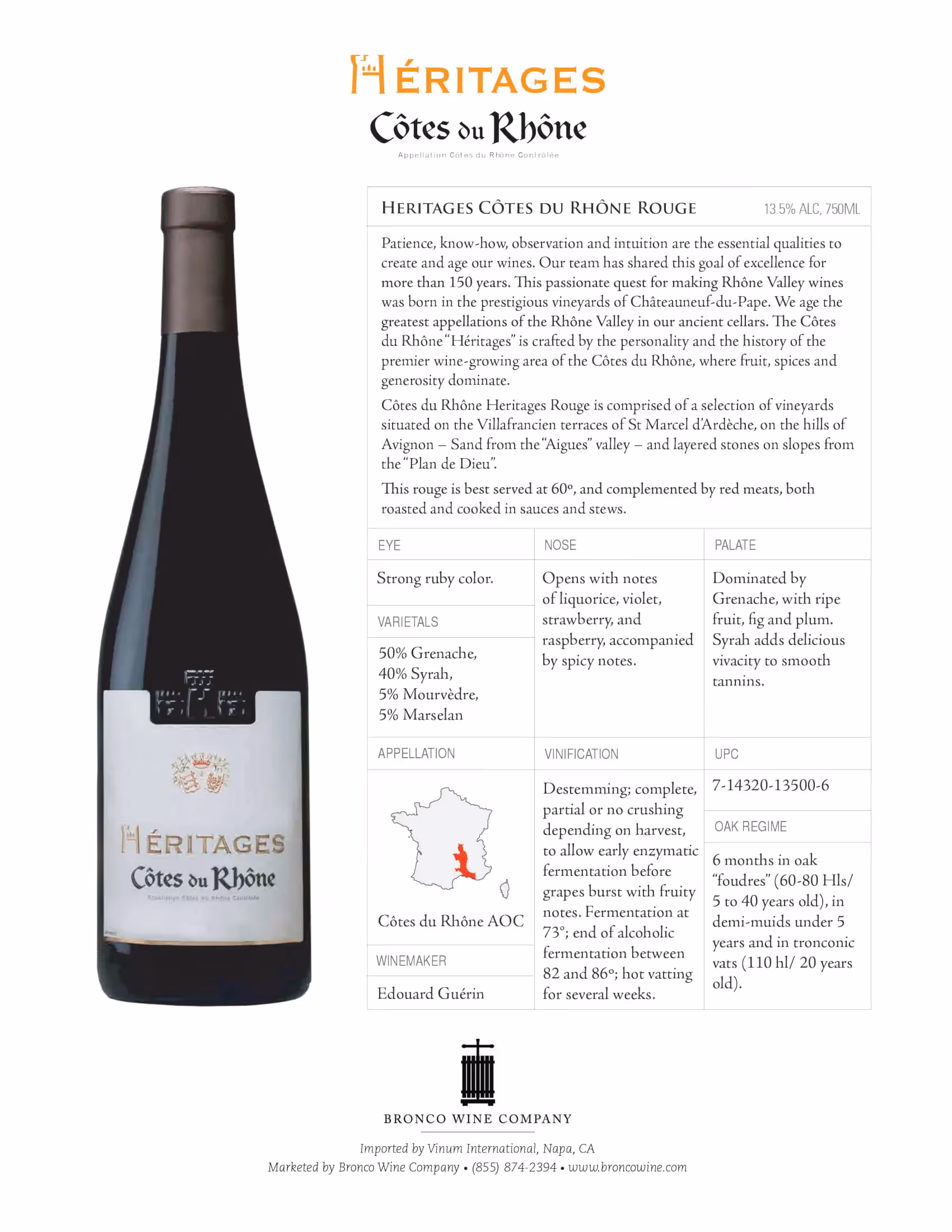 Heritages Côtes du Rhône Rouge Tech Sheets preview