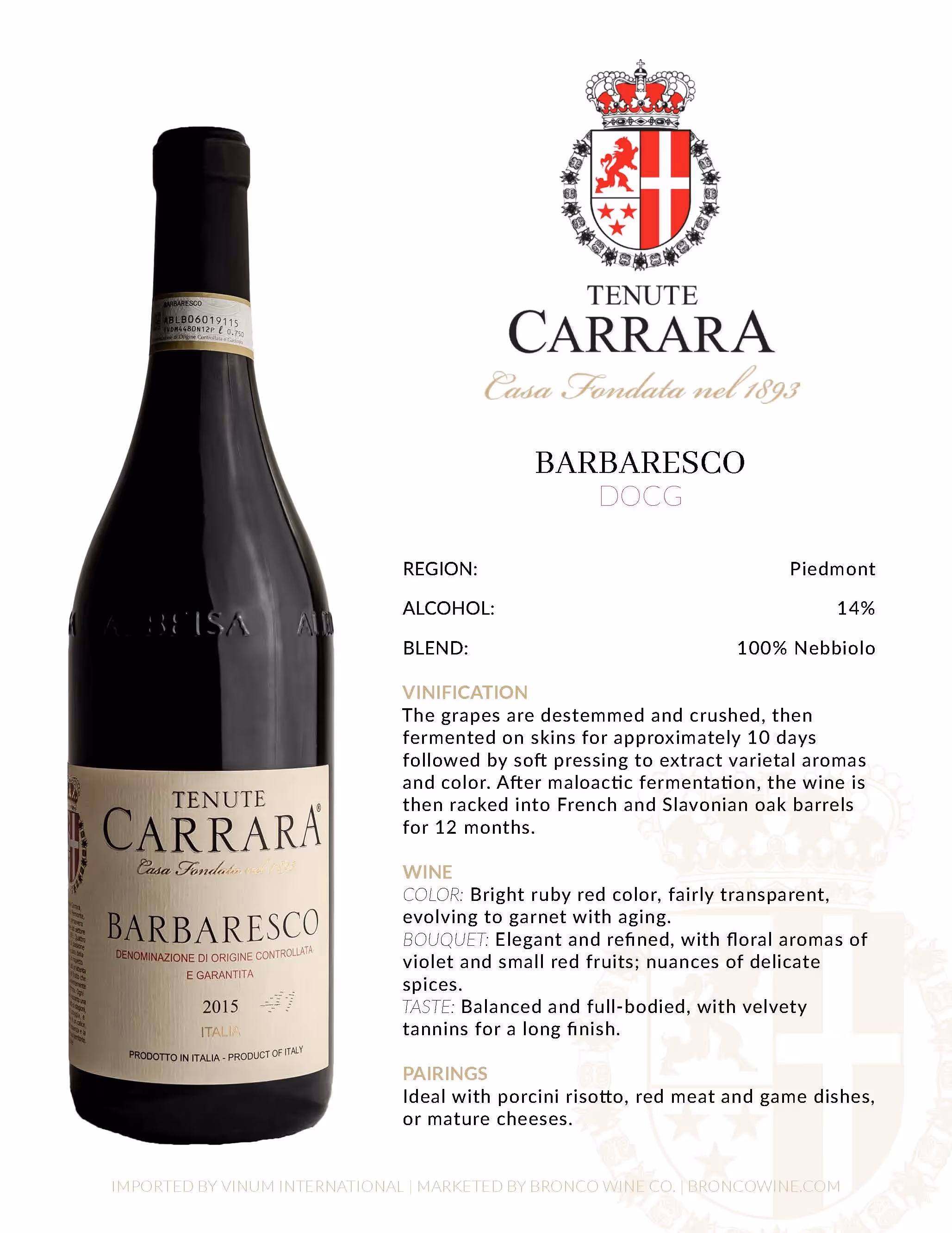 Tenute Carrara Barbaresco Tech Sheets preview