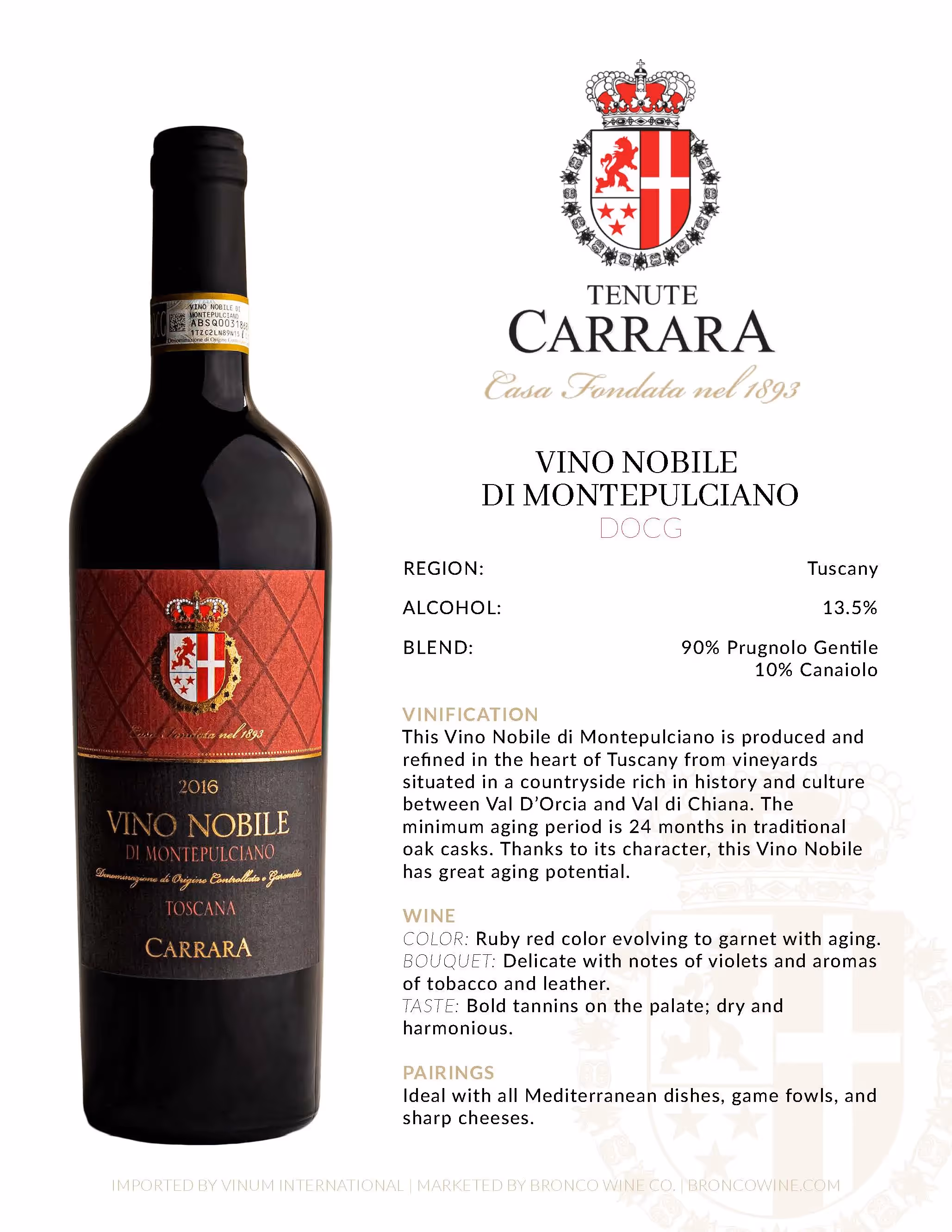 Tenute Carrara Vino Nobile Tech Sheets preview