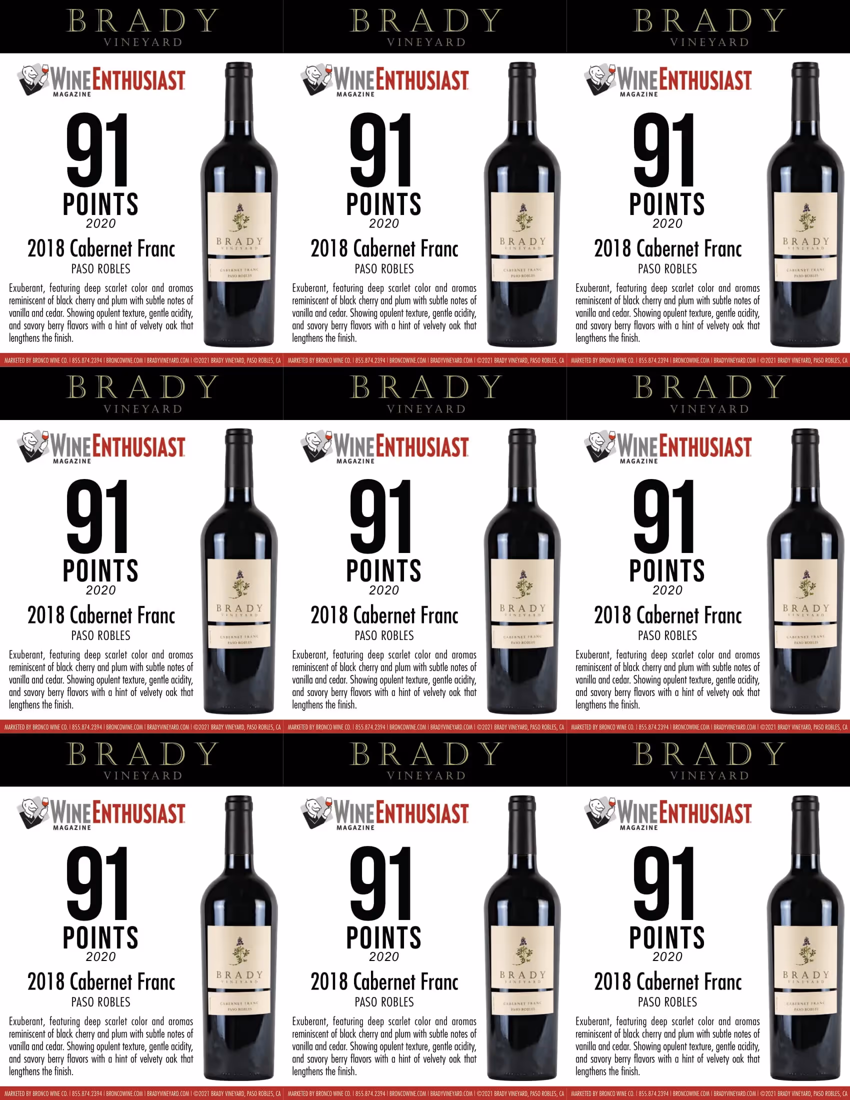 Brady Vineyards Cabernet Franc Shelf Talkers preview