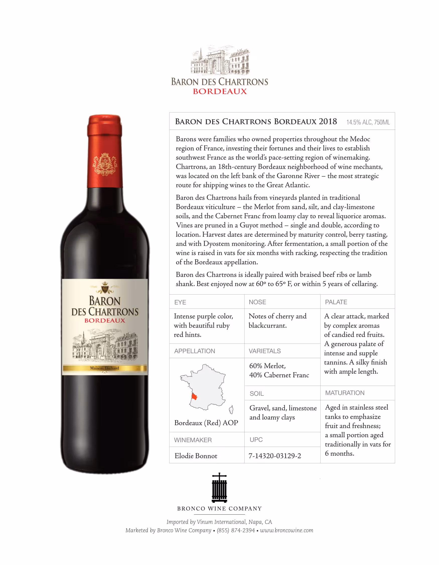 Baron des Chartrons Bordeaux Tech Sheets preview