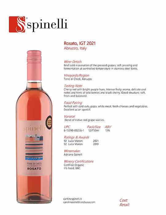 Spinelli Rosato Tech Sheet preview