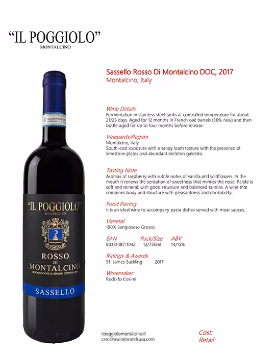 IL Poggiolo Sassello Rosso Di Montalcino Tech Sheet preview