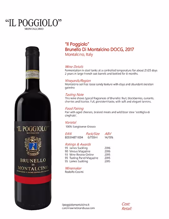 IL Poggiolo Brunello Di Montalcino Tech Sheet preview