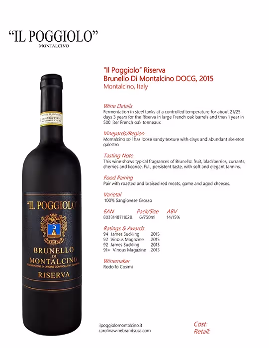 IL Poggiolo Brunello Di Montalcino Riserva Tech Sheet preview