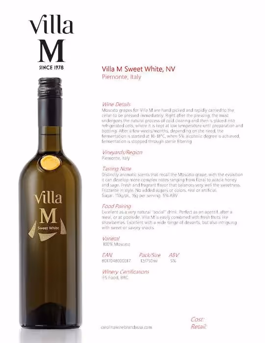 Villa M Sweet White Tech Sheet preview