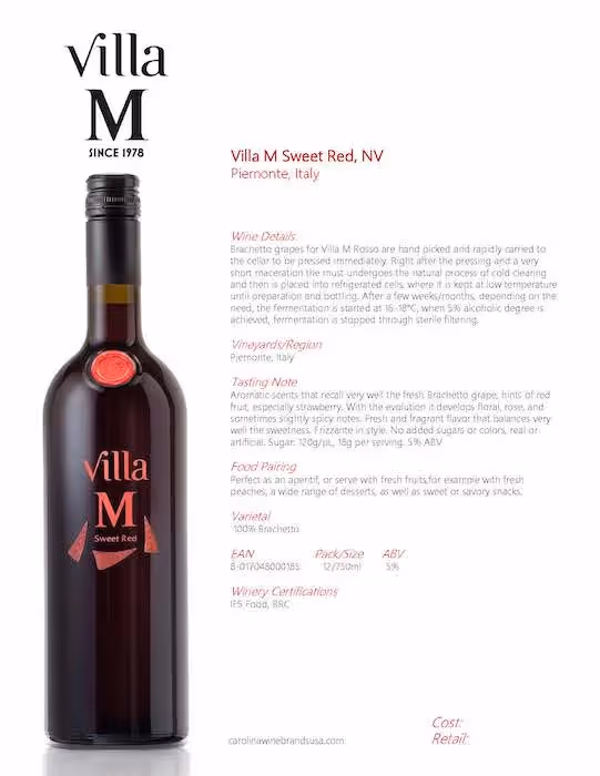 Villa M Sweet Red Tech Sheet preview