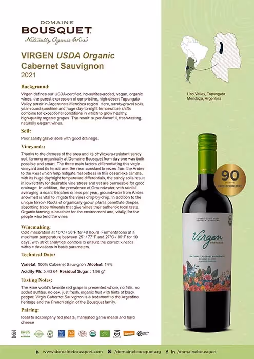 Virgen Cabernet Sauvignon Tech Sheets preview