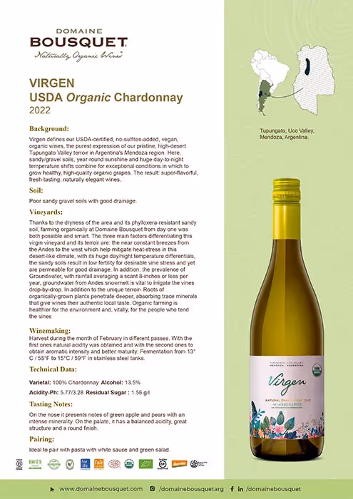 Virgen Chardonnay Tech Sheets preview