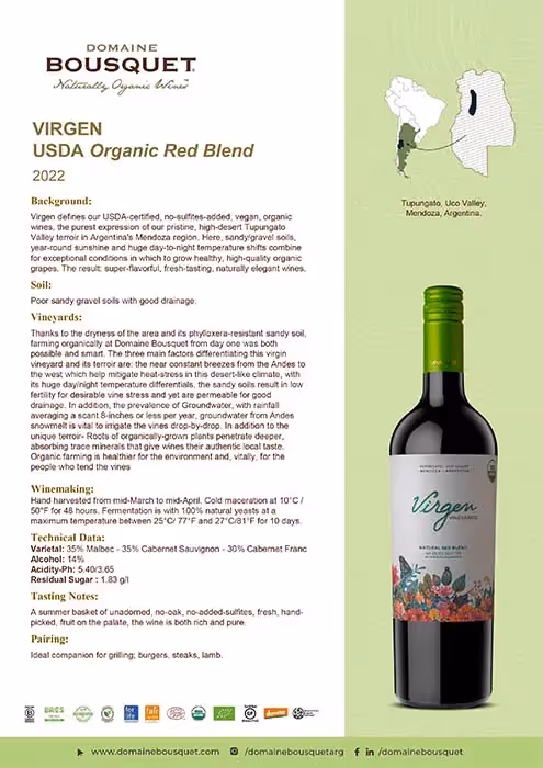 Virgen Red Blend Tech Sheets preview