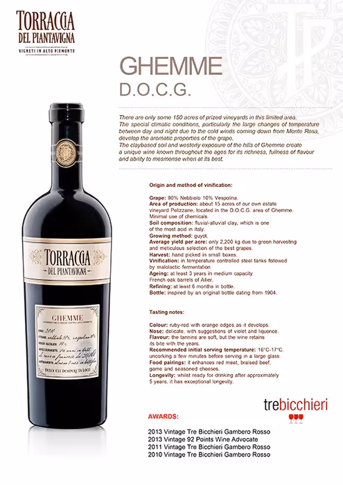 Torraccia Del Piantavigna Ghemme Tech Sheet preview