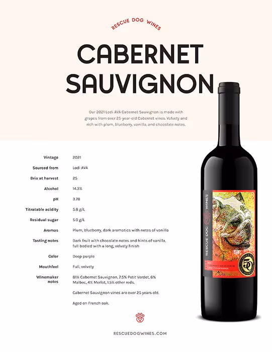 Rescue Dog Wines Cabernet Sauvignon Tech Sheet preview