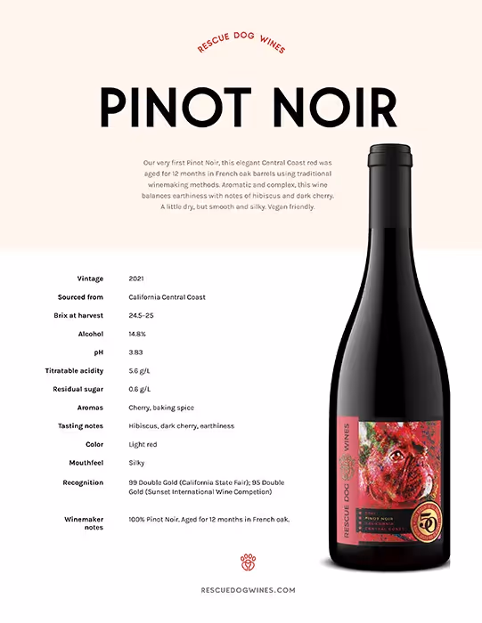 Rescue Dog Wines Pinot Noir Tech Sheet preview