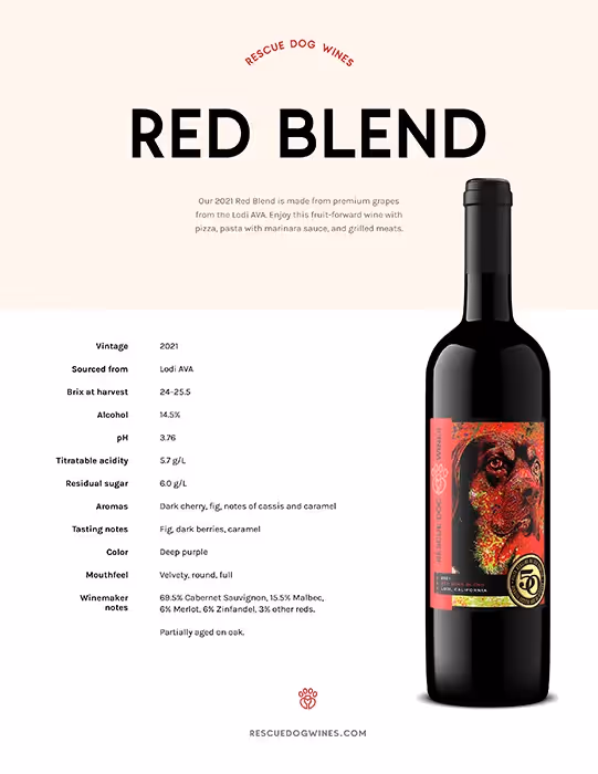 Rescue Dog Wines Red Blend Tech Sheet preview