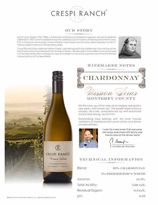 Crespi Ranch Chardonnay Tech Sheet preview