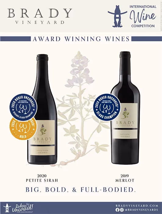 Brady Vineyards Rodeo Uncorked Competition Accolade Sheet preview
