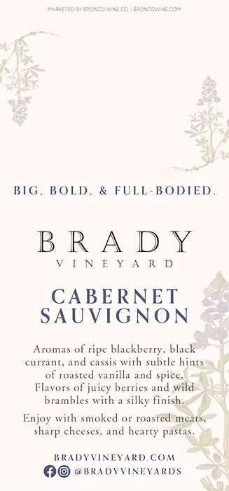 Brady Vineyards Cabernet Sauvignon Shelf Talker preview
