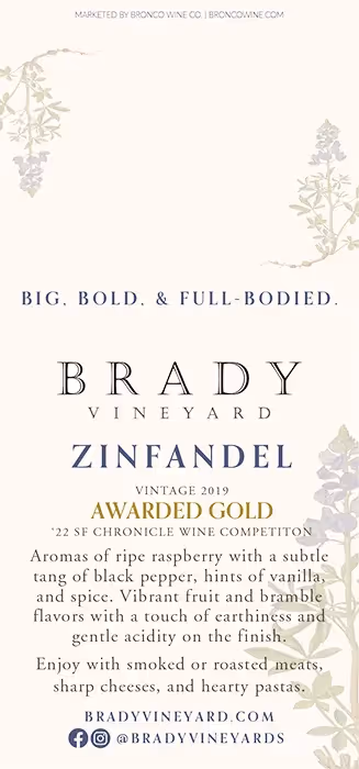 Brady Vineyards Zinfandel Shelf Talker preview