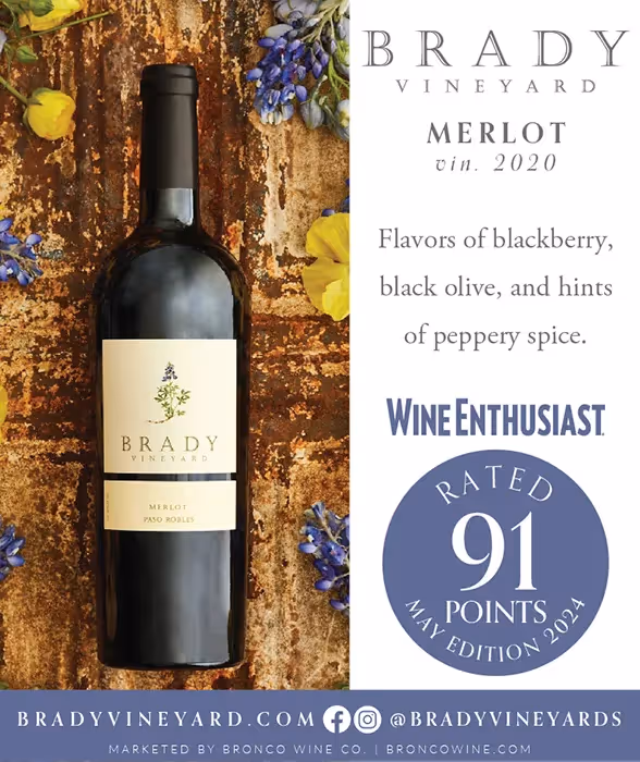 Brady Vineyards Merlot Accolade Shelf Talker preview