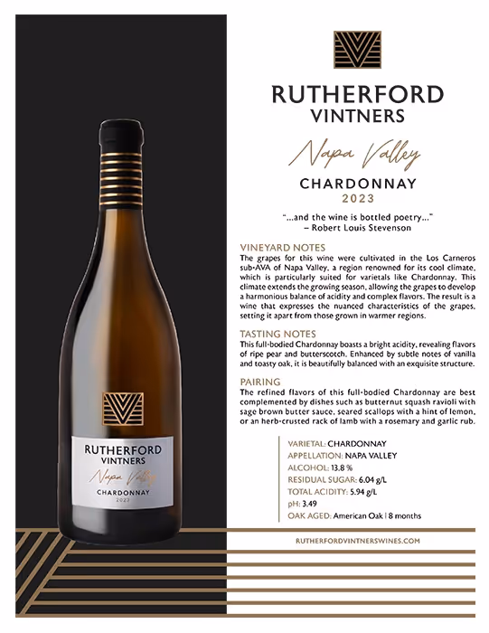 Rutherford Vintners Chardonnay Tech Sheets preview
