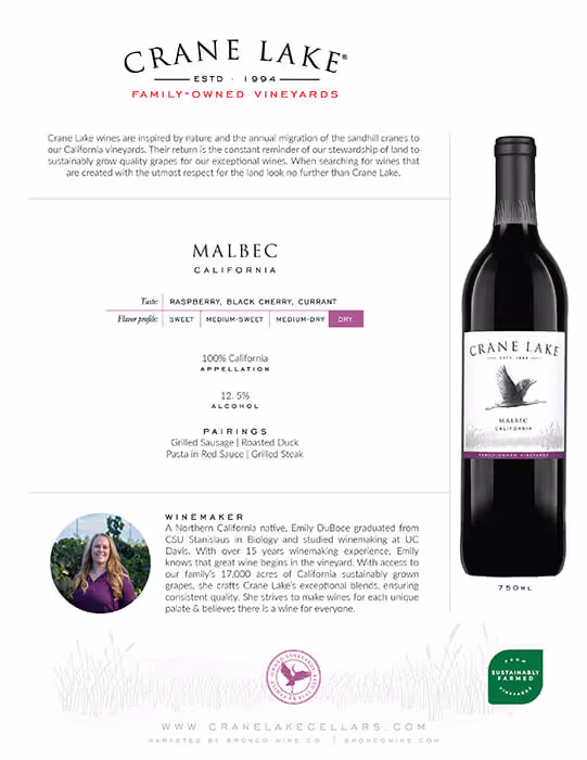 Crane Lake Malbec Tech Sheets preview