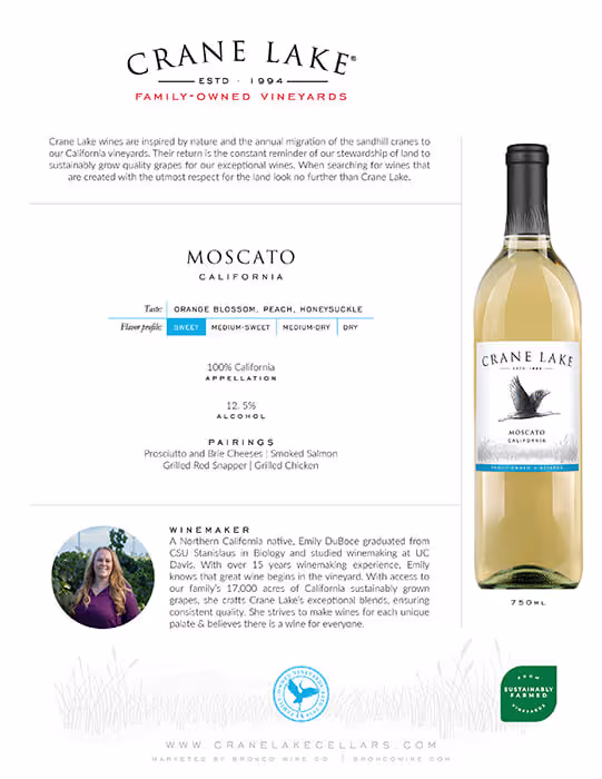 Crane Lake Moscato Tech Sheets preview