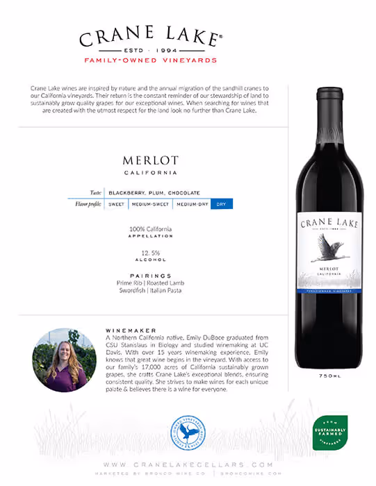 Crane Lake Merlot Tech Sheets preview