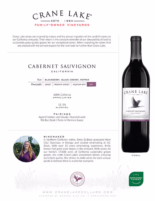 Crane Lake Cabernet Sauvignon Tech Sheets preview