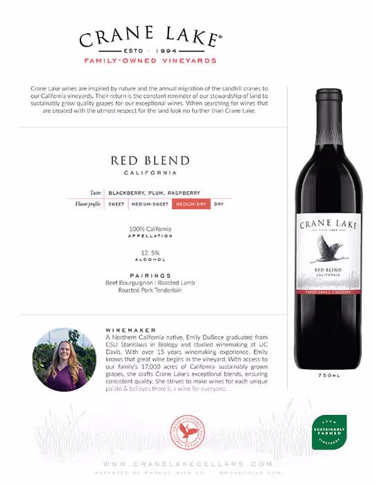 Crane Lake Red Blend Tech Sheets preview