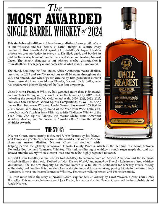 Uncle Nearest Single Barrel Whiskey Sales Sheet preview