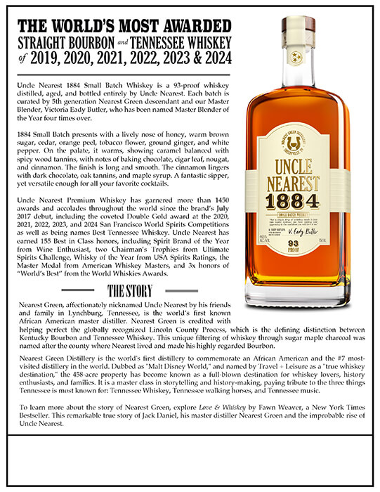 Uncle Nearest 1884 Whiskey Sales Sheet preview