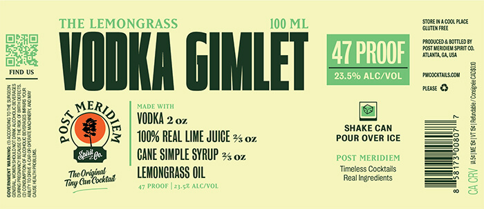 Post Meridiem Vodka Gimlet Label preview