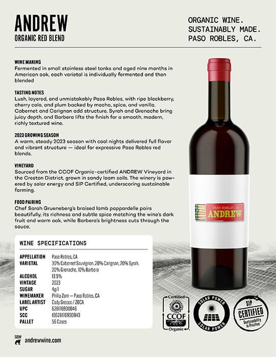 Andrew Wine Red Blend Tech Sheet preview