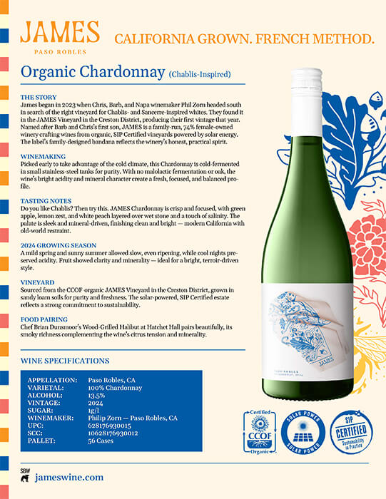 James Wine Chardonnay Tech Sheet preview