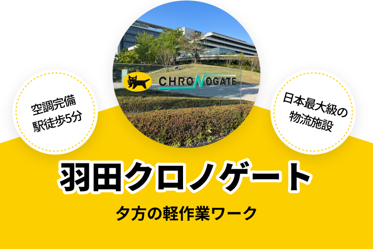 空調完備 駅徒歩5分 日本最大級の物流施設 羽田クロノゲート 夕方の軽作業ワーク