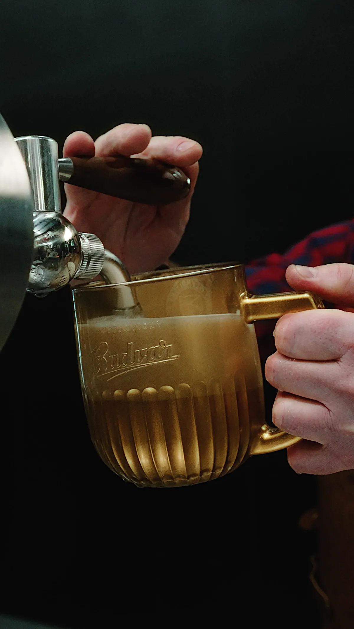 čepování piva do zlatého půllitru