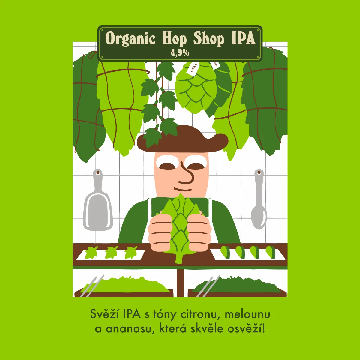 Plakát k pivu Original Hop Shop IPA (Pivovar Mikkeller)