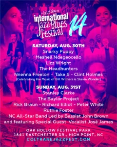 John Coltrane International Jazz and Blues Festival 2025 lineup poster.