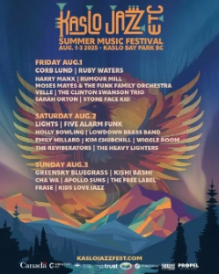 Kaslo Jazz Festival 2025 lineup poster.