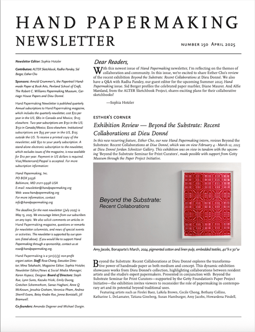 HAND PAPERMAKING, Inc. – magazine – newsletter – portfolios