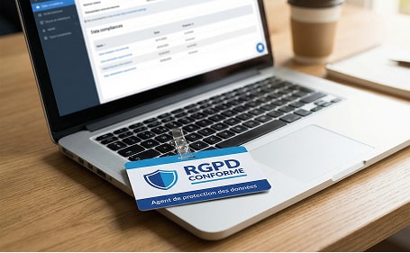 Badge RGPD sur un ordinateur portable
