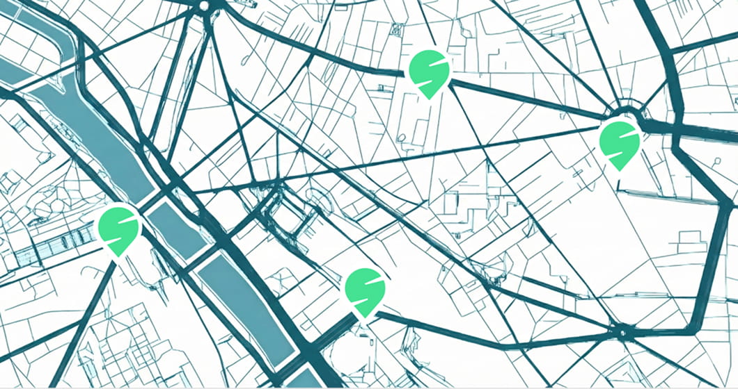 Carte de Paris avec Pin logo Supervan